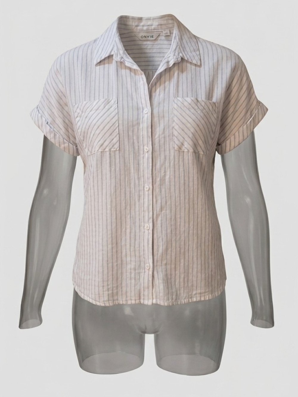 Orvis White Button-Down Shirt with Thin Gray Stripes